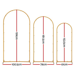 Wedding Arch Backdrop Stand Set of 3 Gold Metal Wedding Arched Frame, Easy to Assemble, Stable Balloon Arch Standfor Wedding, Baby Shower, Party Decoration