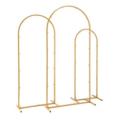 Wedding Arch Backdrop Stand Set of 3 Gold Metal Wedding Arched Frame, Easy to Assemble, Stable Balloon Arch Standfor Wedding, Baby Shower, Party Decoration