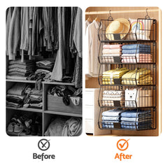 Artiss 5 Tier Stackable Closet Organizers and Storage Closet Hanging Storage Organizer Shelves