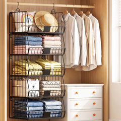 Artiss 5 Tier Stackable Closet Organizers and Storage Closet Hanging Storage Organizer Shelves