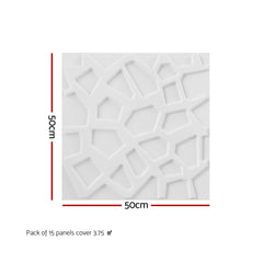 Artiss 3D Wall Panels PVC Decorative Panels 50x50cm Set of 15 Feature Wall Poly