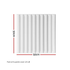 Artiss 3D Wall Panels Vertical PVC Decorative Panels 50x50cm Set of 15 Feature Wall Vert
