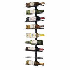 Artiss Wall Mounted Wine Rack 9 Bottles Display Storage Organizer Metal Black