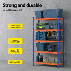 5 x 1.8M Giantz Garage Shelving Warehouse Rack