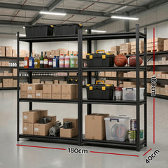 Giantz Garage Shelving 1.8X1.8m Warehouse Rack Storage Shelves Workshop Racks Steel