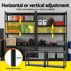 Giantz Garage Shelving 2.4X1.8m Warehouse Rack Storage Shelves Workshop Racks Steel