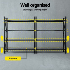 Giantz 4Mx2.4M Garage Shelving Warehouse Rack Black