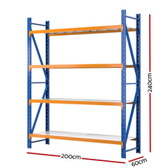 Giantz 2.4Mx2M Garage Shelving Warehouse Rack Pallet Racking Storage Shelf Blue