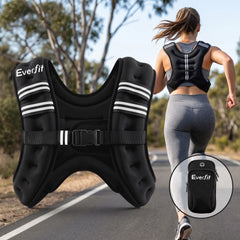Everfit 10kg Weighted Vest Men Women, Reflective Running Vest with Armband Pouch