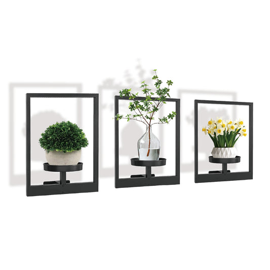 3Pcs Wall Planter Picture Metal Frame Wall Plant Holders Indoor Wall Decor Hanging Planters 9kg Loading Capacity Fits 7.6–14.0 cm Plant Pot Space Saving