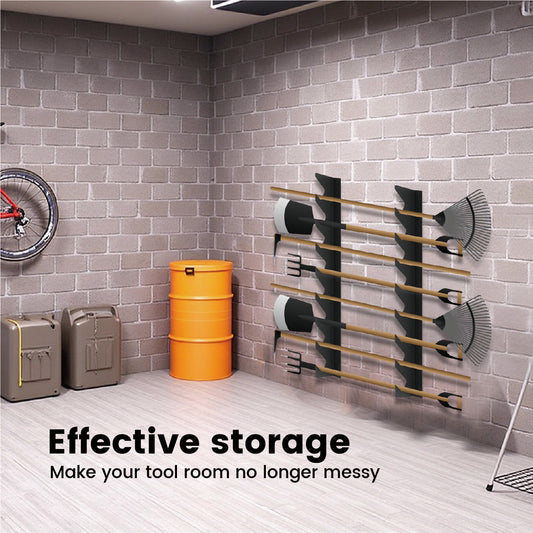 3 Sets Garden Tool Organizer Heavy Duty Carbon Steel Wall-mounted Garage Shed Storage Utility Racks For Broom Rake Mop 100Lbs Strong Loading Capacity