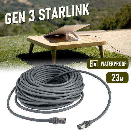 Gen 3 Starlink Cable 75FT/23m Rectangular Replacement Internet Kit Satellite Cable Extension for Starlink Waterproof Outdoor Black