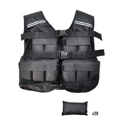 Adjustable Weighted Vest 1-20kg Breathable Running Vest with 3 Length Adjustable Buckles and Reflective Strip for Men and Women Fitness Strength Training