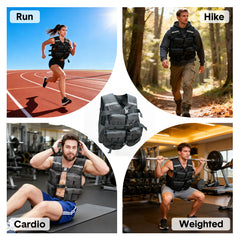 Adjustable Weighted Vest 1-20kg Breathable Running Vest with 3 Length Adjustable Buckles and Reflective Strip for Men and Women Fitness Strength Training