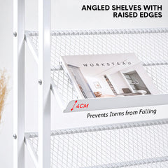 5 Layers Floor Display Rack Steel Wire Organizer with Anti-Slip Slanted Shelves and Stable Base for Retail Shop Fused Beads Candy Snack Sample Organization