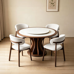 Set of 2 Dining Chairs Fabric Upholstered Dining Room Chairs with Wooden Legs Curved Backrest and Soft Seat for Kitchen Living Room Cafe Max Load 100kg