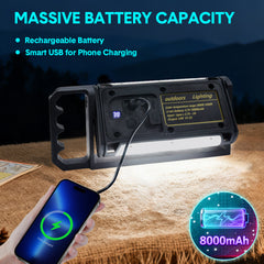 Magnetic Led Work Light Portable Led Lantern 8000mAh Rechargeable Outdoor 360 Rotating Emergency Light with 320 Led Lights for Camping Car Repair Job Site