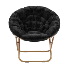 Artiss Cozy Saucer Chair Soft Faux Fur Folding Accent Chair for Bedroom Black