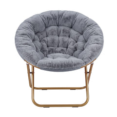 Artiss Cozy Saucer Chair Soft Faux Fur Folding Accent Chair for Bedroom Grey