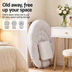 Artiss Comfy Saucer Chair Soft Faux Fur Foldable Accent Chair with Ottoman White