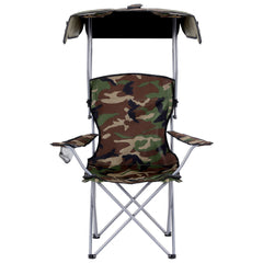 Weisshorn Camping Chair With Canopy Folding Outdoor Portable Seat Lightweight Beach Picnic Fishing Capacity 120KG Army Green