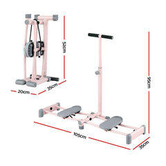 Everfit Foldable Ski Exercise Machine Leg Thigh Trainer Home Fitness Cardio Pink