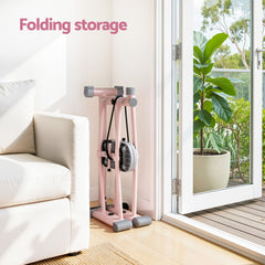 Everfit Foldable Ski Exercise Machine Leg Thigh Trainer Home Fitness Cardio Pink