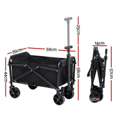 Gardeon Garden Cart Folding Trolley Camping Wagon Barrow Outdoor Beach Black