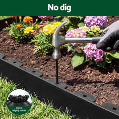 Green Fingers Garden Edging 33ft 30pcs Flexible Garden Border Plastic Lawn Edging Black