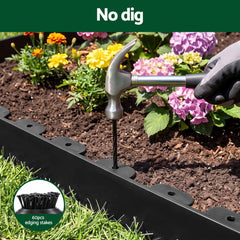 Green Fingers Garden Edging 60ft 30pcs Flexible Garden Border Plastic Lawn Edging Black