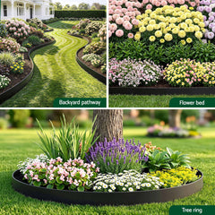 Green Fingers Garden Edging 60ft 30pcs Flexible Garden Border Plastic Lawn Edging Black
