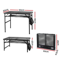 Gardeon BBQ Camp Table, 90*60*66 Portable Foldable Lightweight Grill Outdoor Metal Table 3.9kg