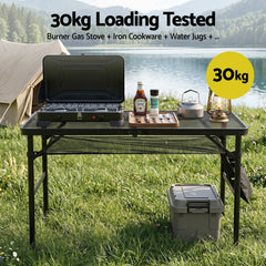 Gardeon BBQ Camp Table, 90*60*66 Portable Foldable Lightweight Grill Outdoor Metal Table 3.9kg