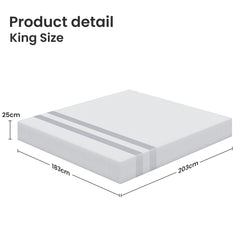 BedStory King Memory Foam Mattress 25cm Cooling Gel Foam Mattress in a Box Medium Feel