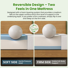 25cm King Reversible Gel Memory Foam Mattress BedStory Medium & Firm