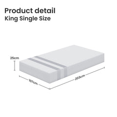 BedStory King Single Memory Foam Mattress 25cm Cooling Gel Foam Mattress in a Box Medium Feel