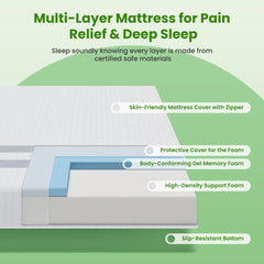 BedStory King Single Memory Foam Mattress 25cm Cooling Gel Foam Mattress in a Box Medium Feel