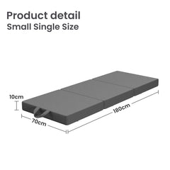 10cm Small Single BedStory 3-Fold Mattress Folding Foam Bed Washable Cover, 180x70cm