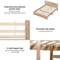 RoomSense Queen 26cm Firm Mattress Bundle with Oatmeal Wooden Bed Frame