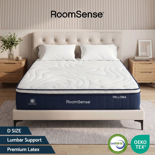 RoomSense Double Mattress , 30cm Medium Firm Hybrid Mattress with Latex Lumbar Support for Back Pain Relief , Pocket Spring Mattress Double Size in a Box