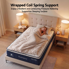 RoomSense Double Mattress , 30cm Medium Firm Hybrid Mattress with Latex Lumbar Support for Back Pain Relief , Pocket Spring Mattress Double Size in a Box