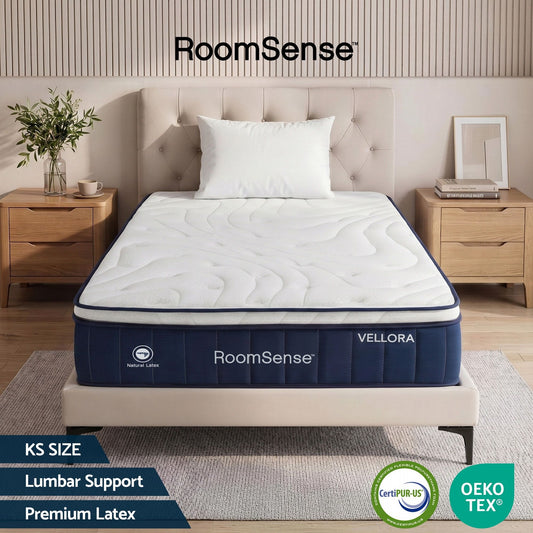 RoomSense King Single Mattress , 30cm Medium Firm Hybrid Mattress with Latex Lumbar Support for Back Pain Relief , Pocket Spring Mattress King Single Size in a Box