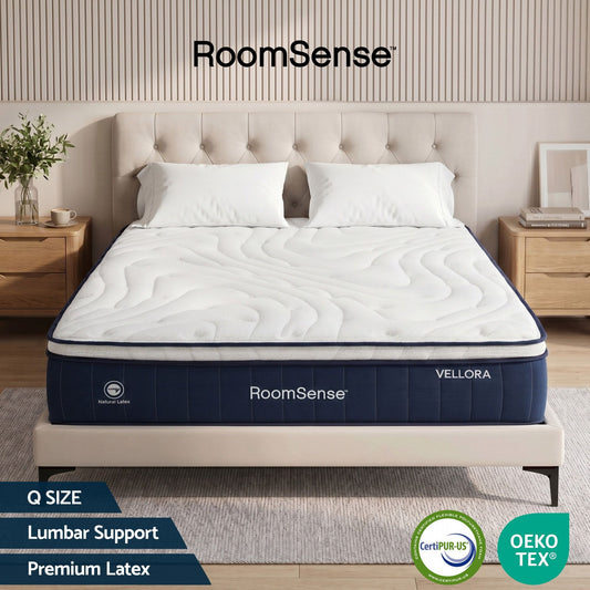 RoomSense Queen Mattress , 30cm Medium Firm Hybrid Mattress with Latex Lumbar Support for Back Pain Relief , Pocket Spring Mattress Queen Size in a Box