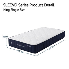 RoomSense King Single Mattress, 26cm Orthopedic Firm Mattress for Back Pain Relief, Pocket Spring Hybrid Mattress King Single Size for Home & Rental
