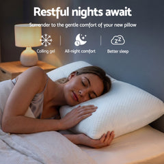 ROOMSENSE Cooling Memory Foam Pillow 2 Pack, Anti-Flattening Bed Pillows for Hot Sleepers, Adjustable Shredded Gel Side Sleeper Pillow for Neck Support, Washable Cover, 72x50x15cm