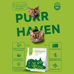 PurrHaven Bamboo Clumping Cat & Kitty Litter, 7.5kg (3 Pack),Dust Free,Natural Flusable,Easy to Clean,Odour Neutraliser,Rapid Liquid Absorption,Non-Toxic Formula