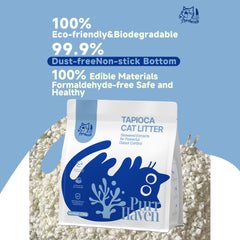 PurrHaven Tapioca Clumping Cat & Kitty Litter, 7.5kg (3 Pack),Dust Free,Easy to Clean,Odour Neutraliser,Rapid Liquid Absorption,Non-Toxic Formula