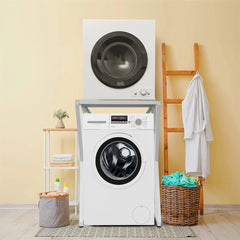 Dryer Stand Over Front Loading Washing Machine, 100kg Heavy Duty Steel Stacking Kit, 102x67x60cm Space Saving Shelf for Small Home, Anti-Slip Rubber Surface, Fits Tumble Dryers & Washers, White