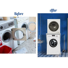Dryer Stand Over Front Loading Washing Machine, 100kg Heavy Duty Steel Stacking Kit, 102x67x60cm Space Saving Shelf for Small Home, Anti-Slip Rubber Surface, Fits Tumble Dryers & Washers, White
