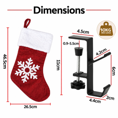 Jingle Jollys Christmas Stocking Set 4 Velvet Stockings 46.5cm & 4 No-Drill Holders
